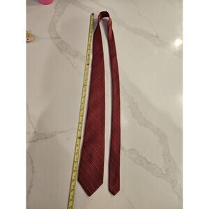 Dino Orsini Red Striped Tie XL Men's Designer Necktie Silk Polyester Formal